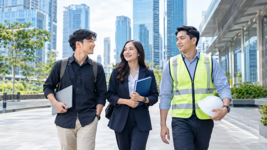 Alt text: fresh graduate dari berbagai sektor industri dengan gaji yang berbeda