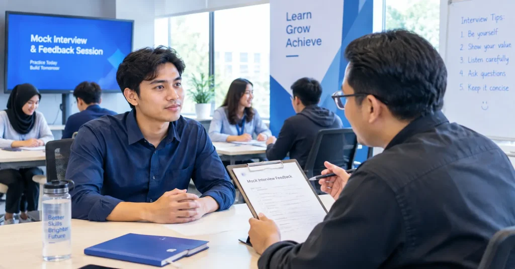 sesi mock interview di Bootcamp Siap Kerja ALC Talent