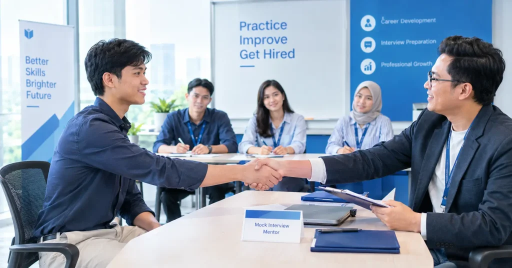 sesi mock interview etika profesional di Bootcamp Siap Kerja ALC Talent